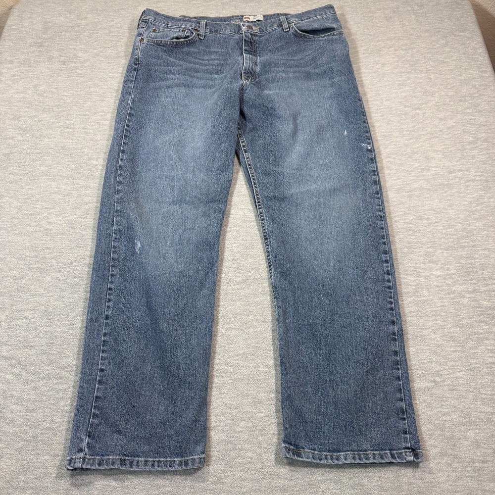Wrangler Jeans Men 40x30 Blue Relaxed Fit Straight Leg Mid Rise Cotton Blend